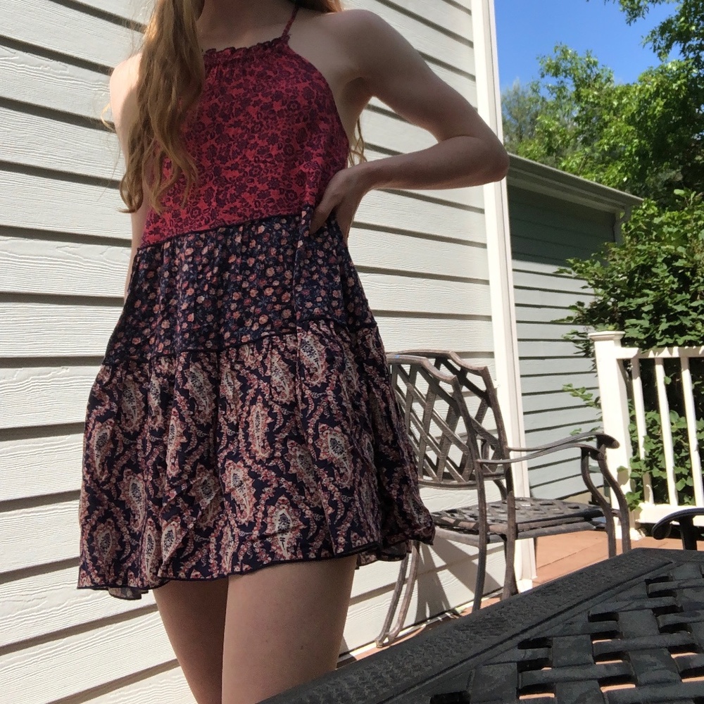 PATCHWORK HALTER DRESS